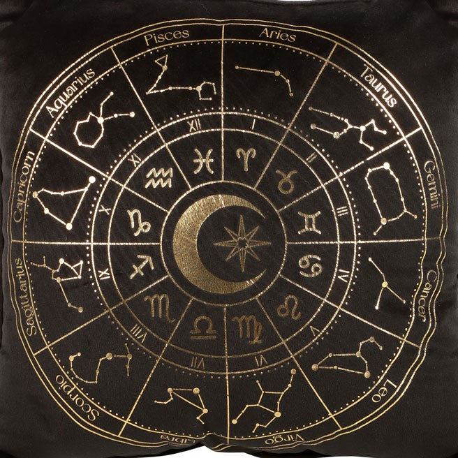 35cm Square Black Astrology Wheel Cushion - Inspired Creative Gifts