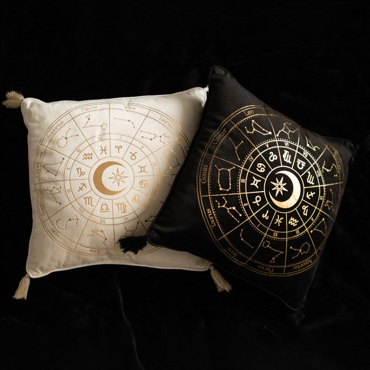 35cm Square Black Astrology Wheel Cushion - Inspired Creative Gifts