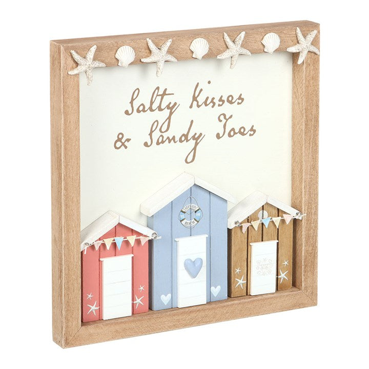Salty Kisses 3D Shell Beach Hut Plaque - Inspired Creative Gifts