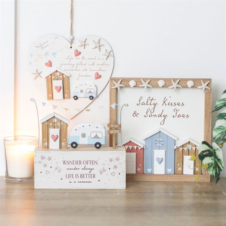 Salty Kisses 3D Shell Beach Hut Plaque - Inspired Creative Gifts