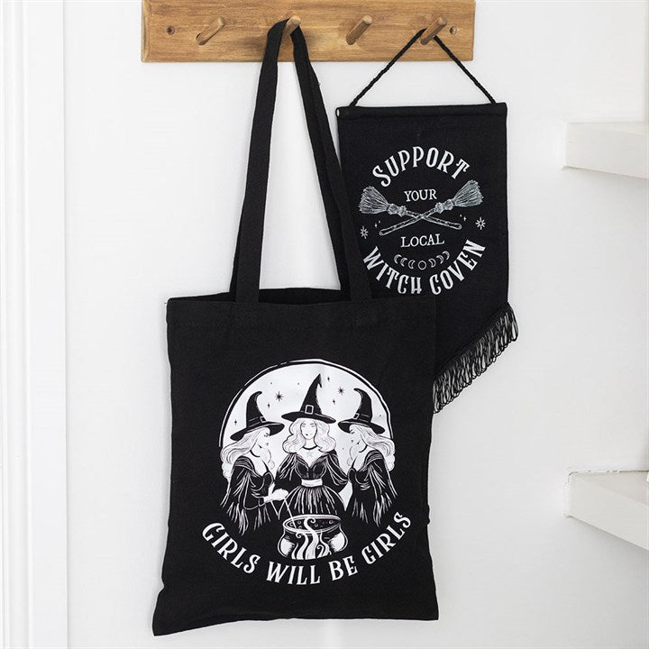 Girls Will Be Girls Witchy Polycotton Tote Bag - Tote Bag - Inspired Creative Gifts