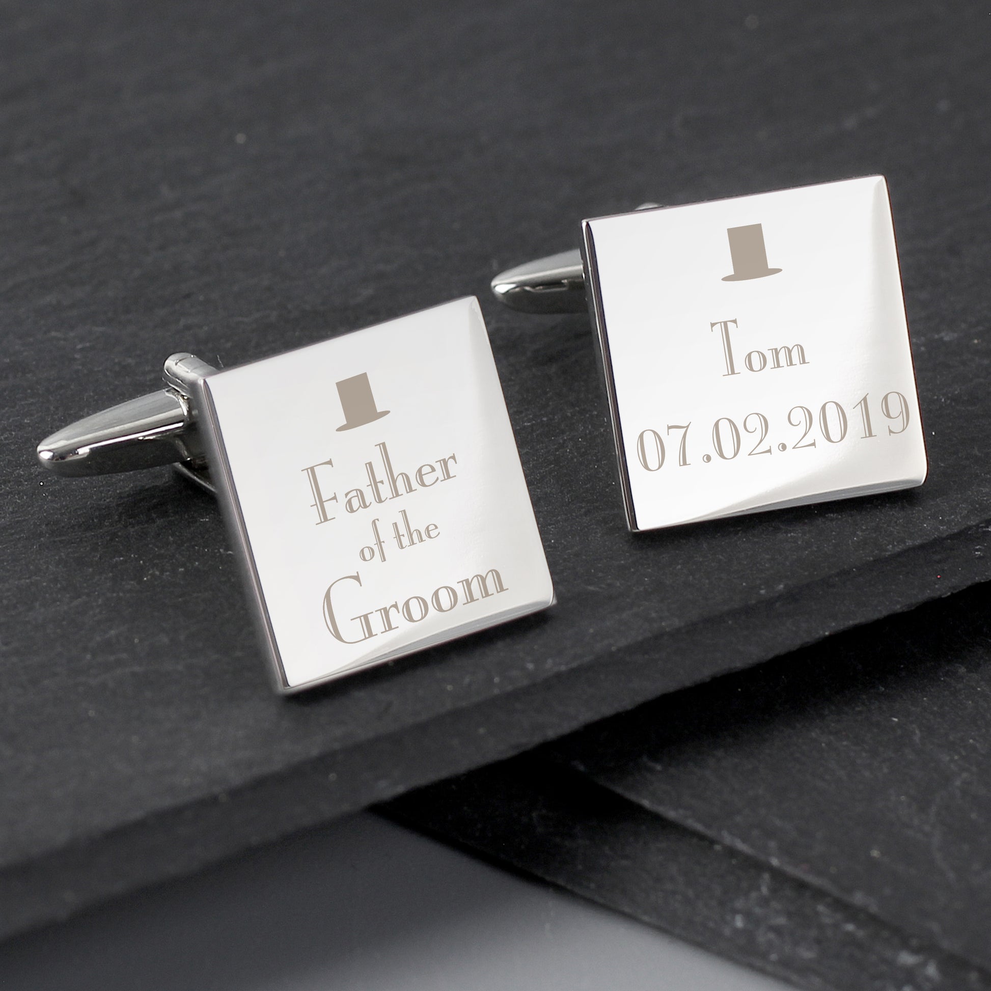 Personalised Decorative Wedding Father of the Groom Square Cufflinks - Cuff Links - Inspired Creative Gifts