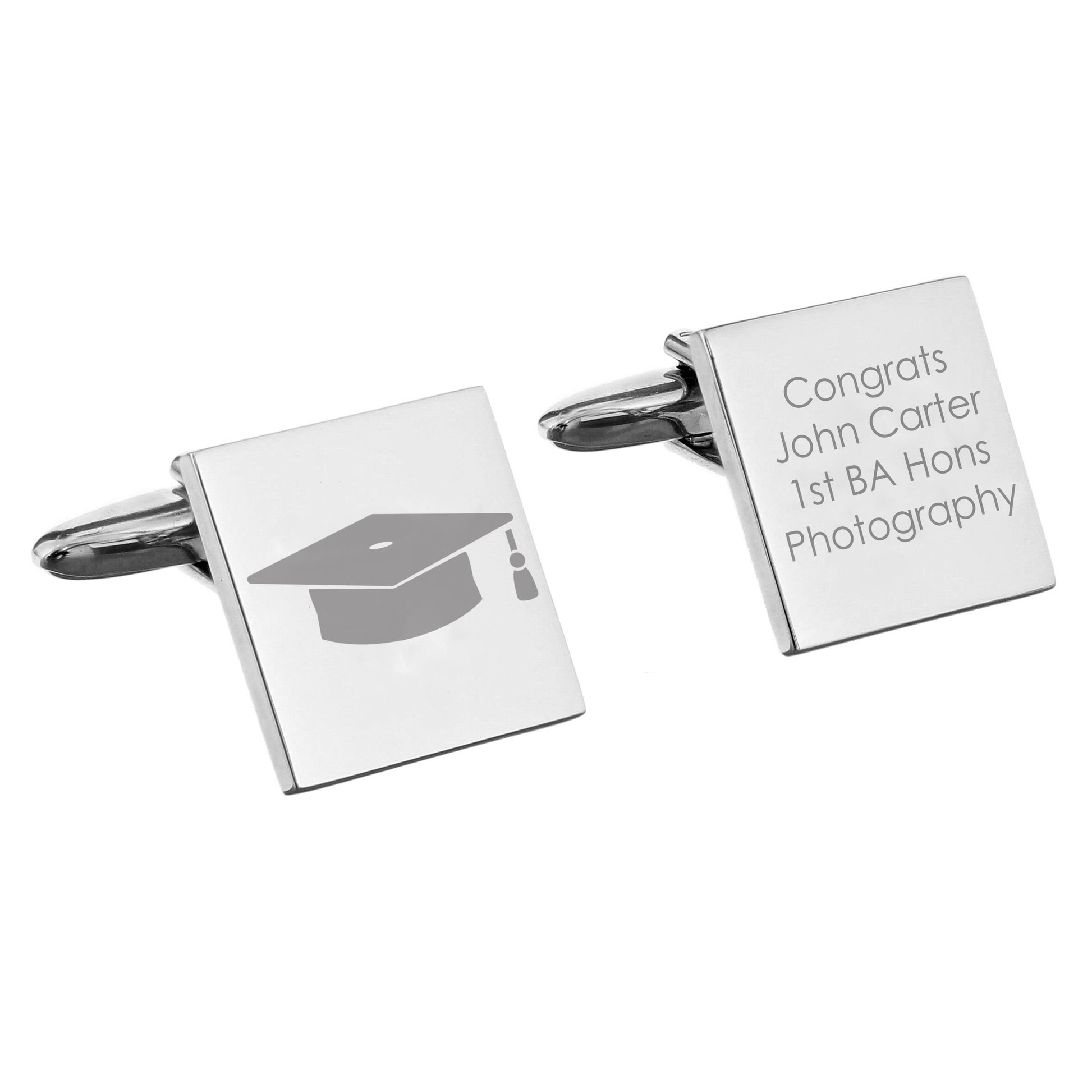 Personalised Graduation Square Cufflinks - Cuff Links - Inspired Creative Gifts