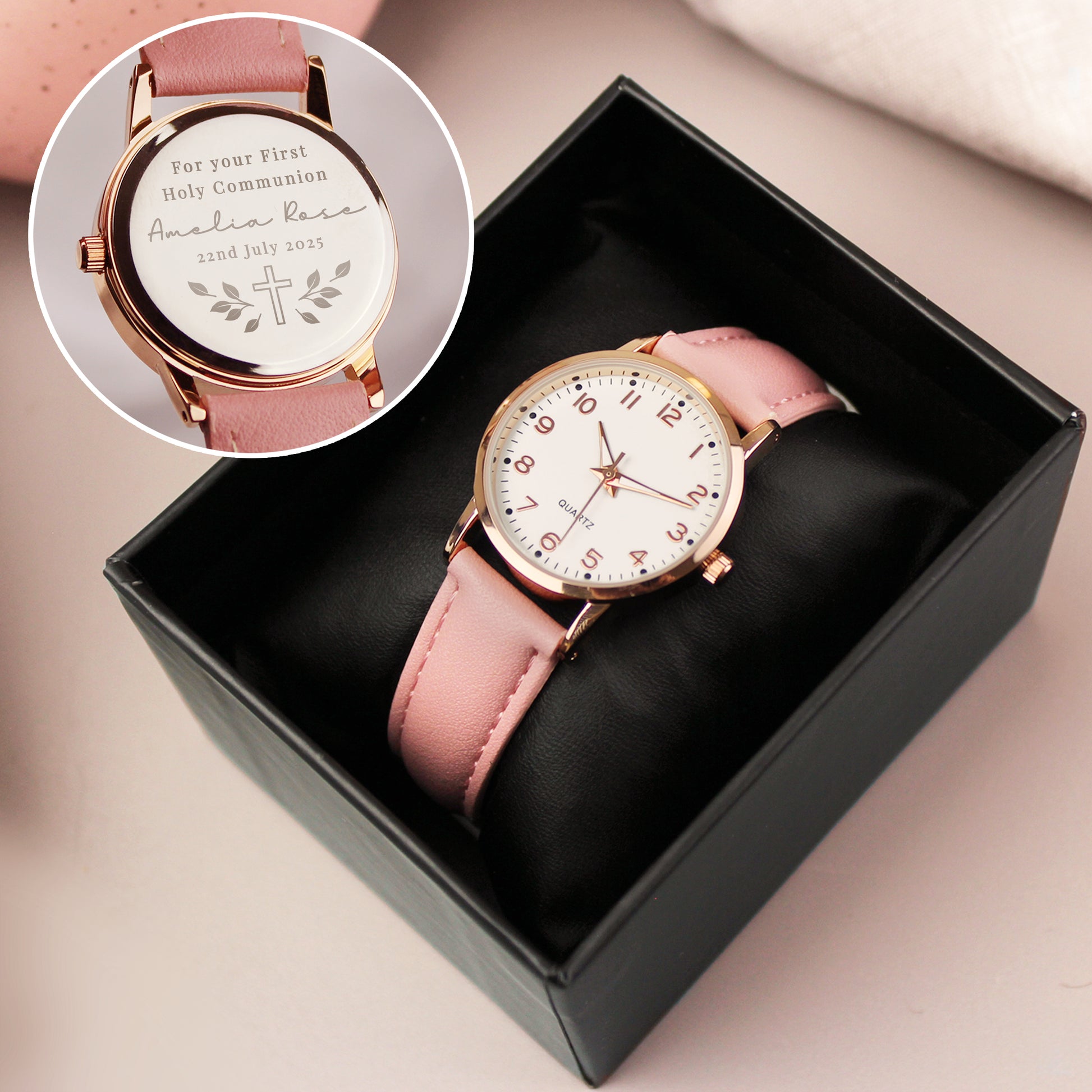 Personalised Holy Communion/Christening Pink Watch - Watch - Inspired Creative Gifts