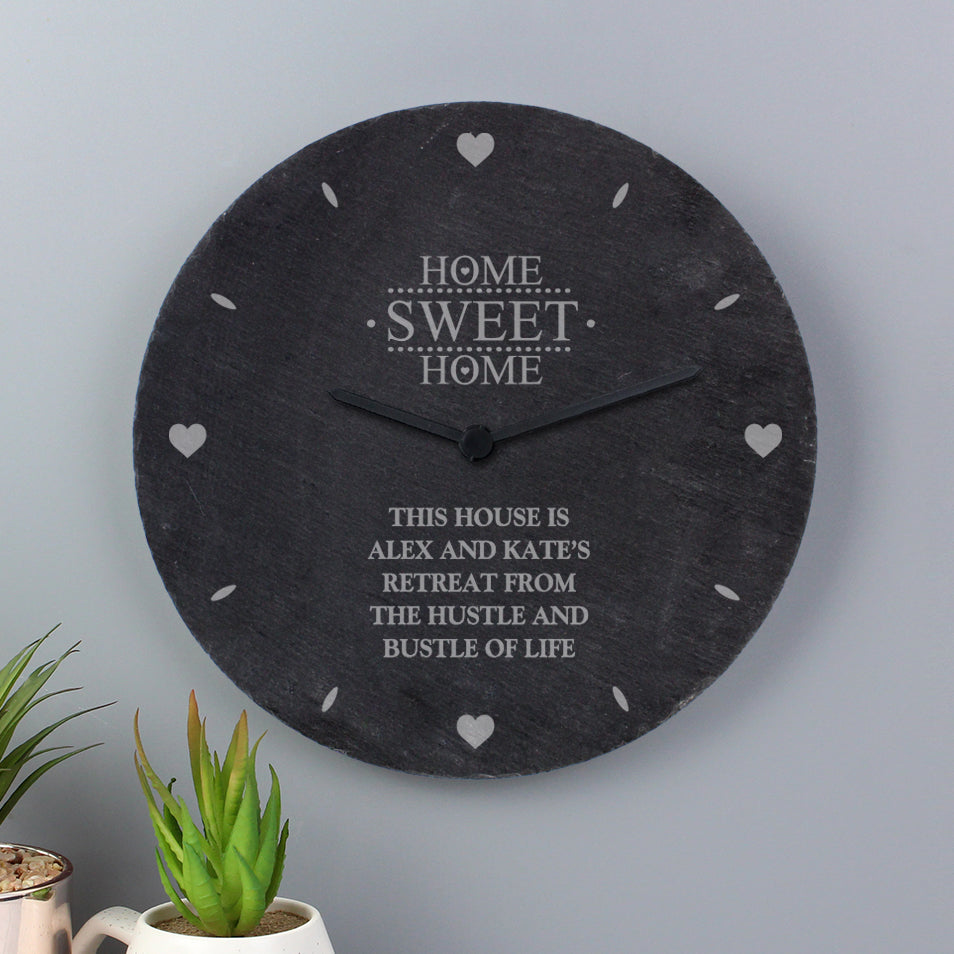 Personalised Home Sweet Home Slate Clock - Inspired Creative Gifts