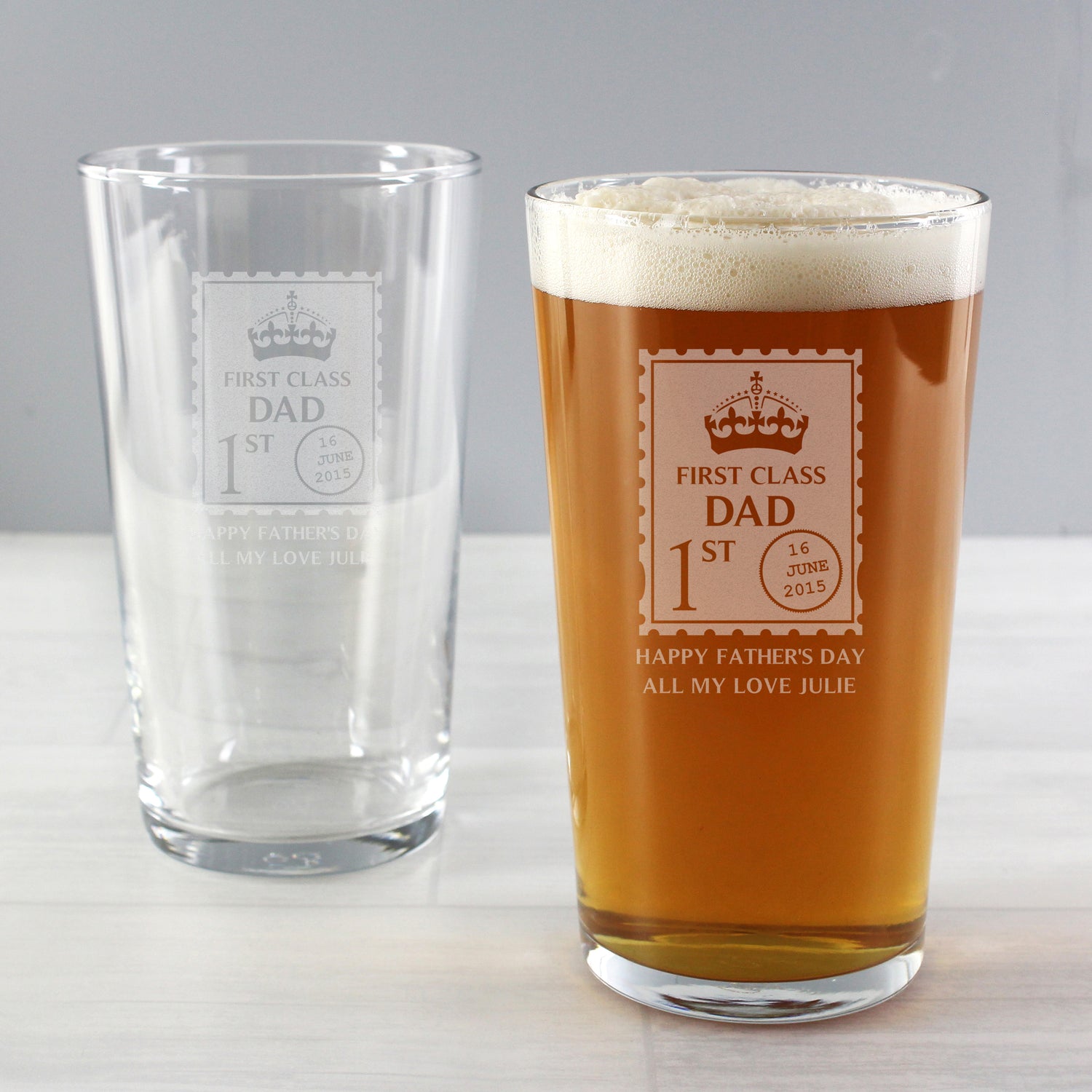 Personalised 1st Class Pint Glass - Inspired Creative Gifts