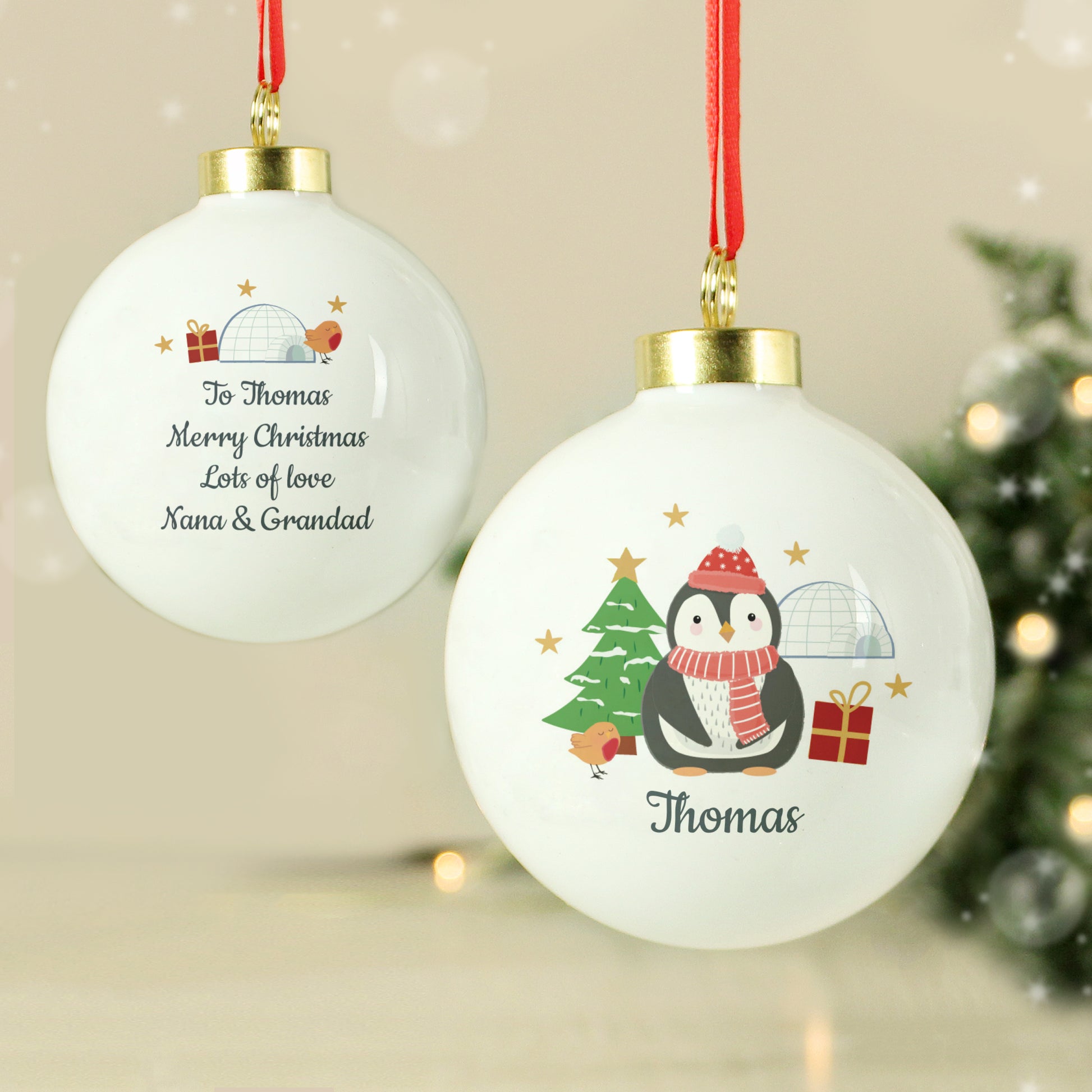 Personalised Christmas Penguin Bauble - Bauble - Inspired Creative Gifts