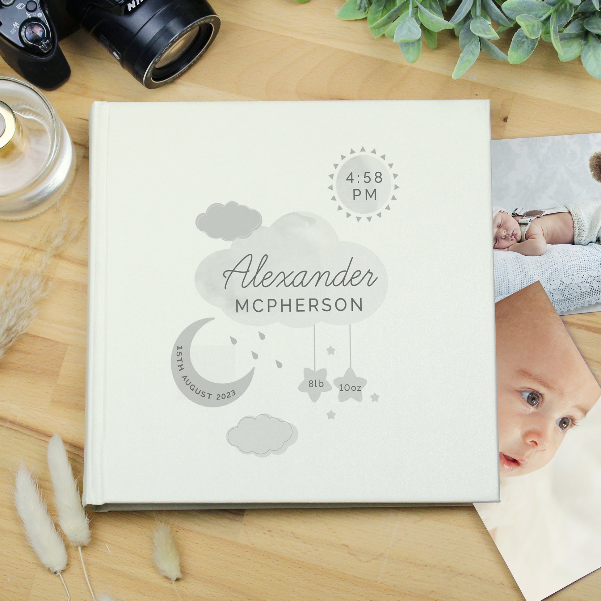 Personalised New Baby Moon & Stars Square Photo Album - Photo Album - Inspired Creative Gifts