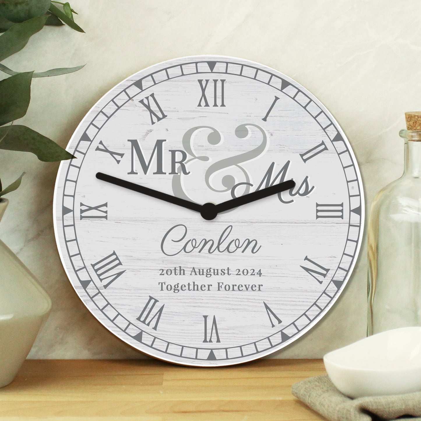 Personalised Mr & Mrs Wooden Clock - Inspired Creative Gifts