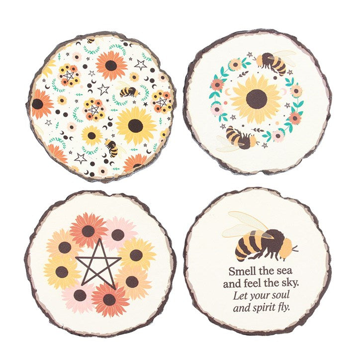 Summer Solstice Wood Slice Coaster Set - Inspired Creative Gifts