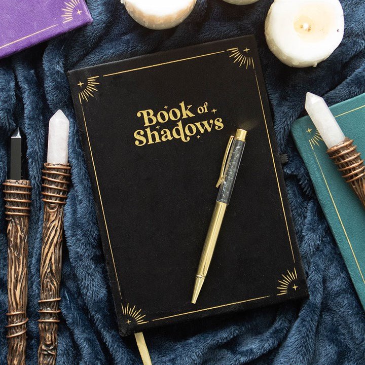 Book of Shadows Journal with Black Obsidian Crystal Pen | Inspired Creative Gifts