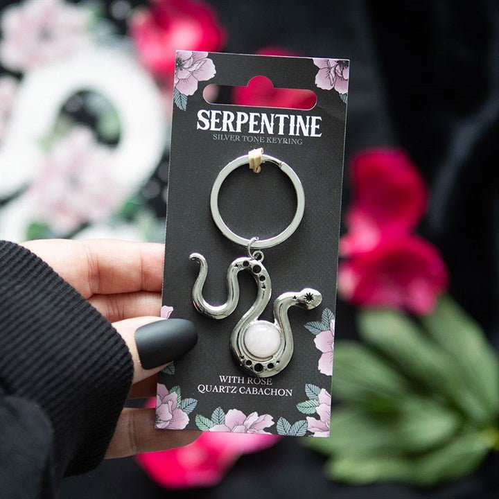 Snake Keyring with Rose Quartz Crystal | Inspired Creative Gifts | UK Supplier