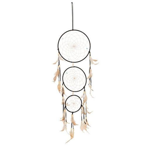 Black Triple Dreamcatcher with Feathers - Dreamcatchers - Inspired Creative Gifts