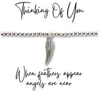 Angel Feather Silver Beaded Bracelet & Card