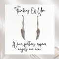Angel Feather Silver Earrings & Card | When Feathers Appear Angels are Near | Thinking of You | Sympathy Gift | Bereavement gift