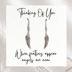 Angel Feather Silver Earrings & Card | When Feathers Appear Angels are Near | Thinking of You | Sympathy Gift | Bereavement gift