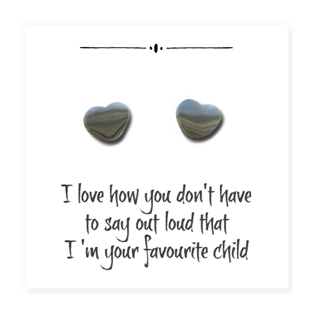 Heart Earrings on Funny Gift Card for Mum