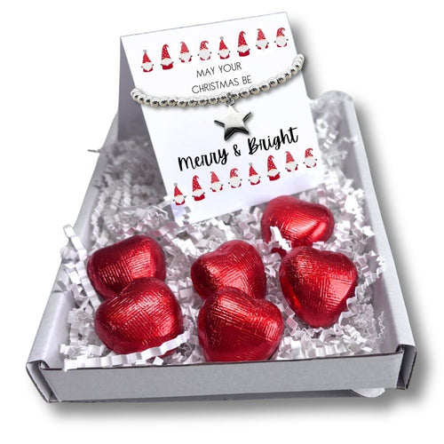 Merry & Bright Christmas Mini Gift Hamper Silver Star Bracelet | Gift for Her