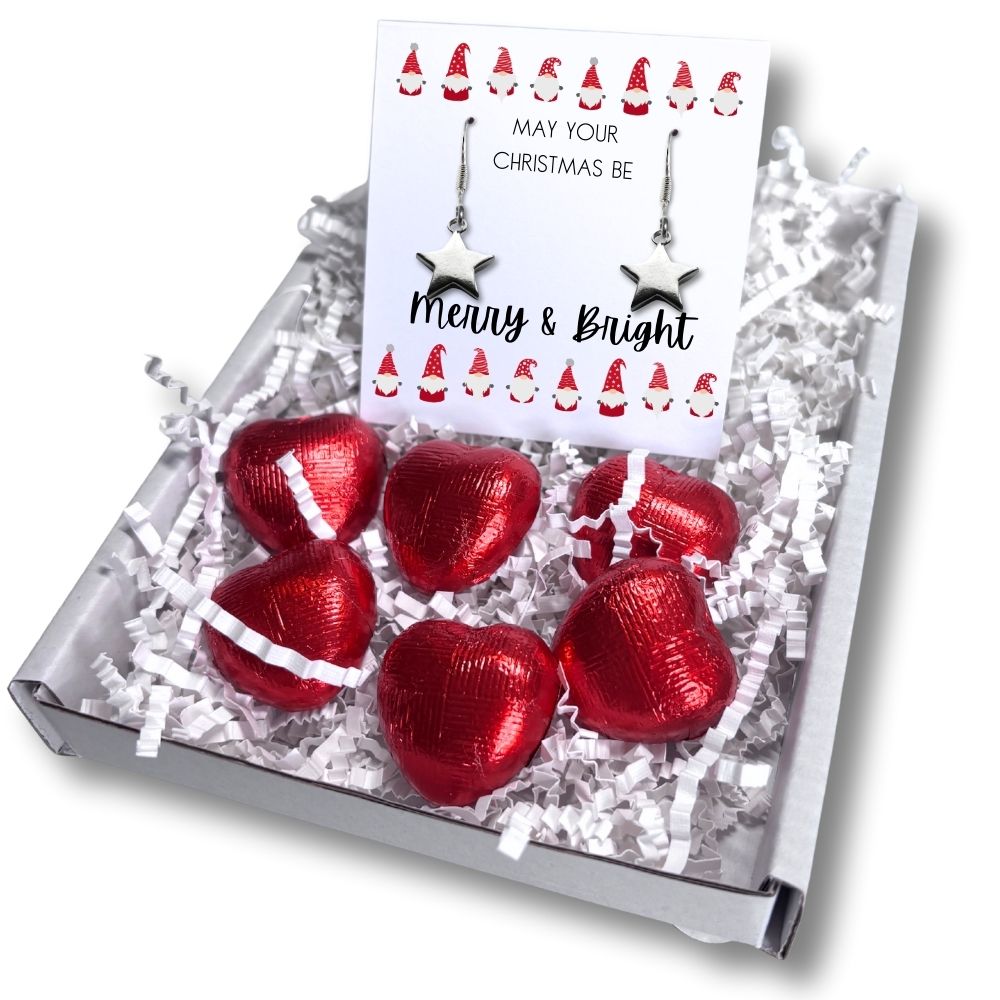 Merry & Bright Christmas Mini Gift Hamper with Silver Star Earrings | Mother's Day Gift