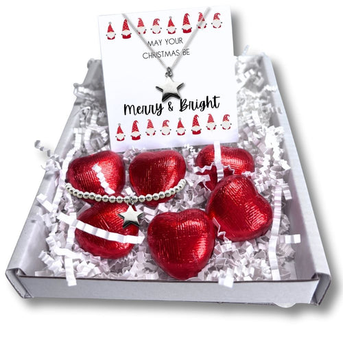 Merry & Bright Christmas Mini Gift Hamper & Silver Star Necklace | Woman's Necklace