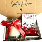 Small Merry & Bright Christmas Gift Hamper Earrings, Chocolates & Candle | Mother's Day Gift