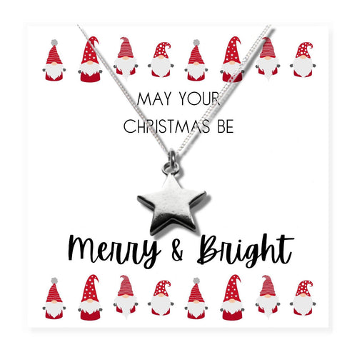 Merry & Bright Christmas Mini Gift Hamper & Silver Star Necklace | Woman's Necklace