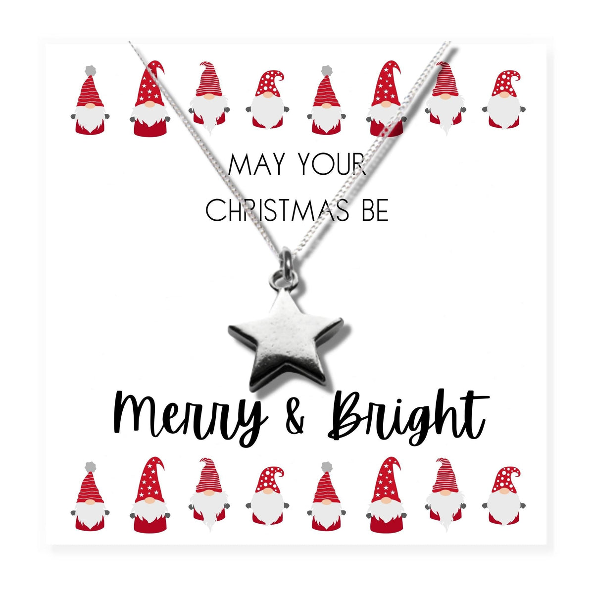 Small Merry & Bright Christmas Gift Hamper Necklace, Chocolates & Candle