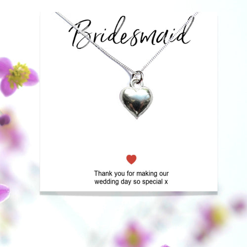 Bridesmaids Heart Necklace & Thank You Gift Card | Woman's Necklace | Inspired Creative Gifts