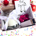 Small Best Dog Mum Gift Hamper Heart Earrings Chocolates & Candle