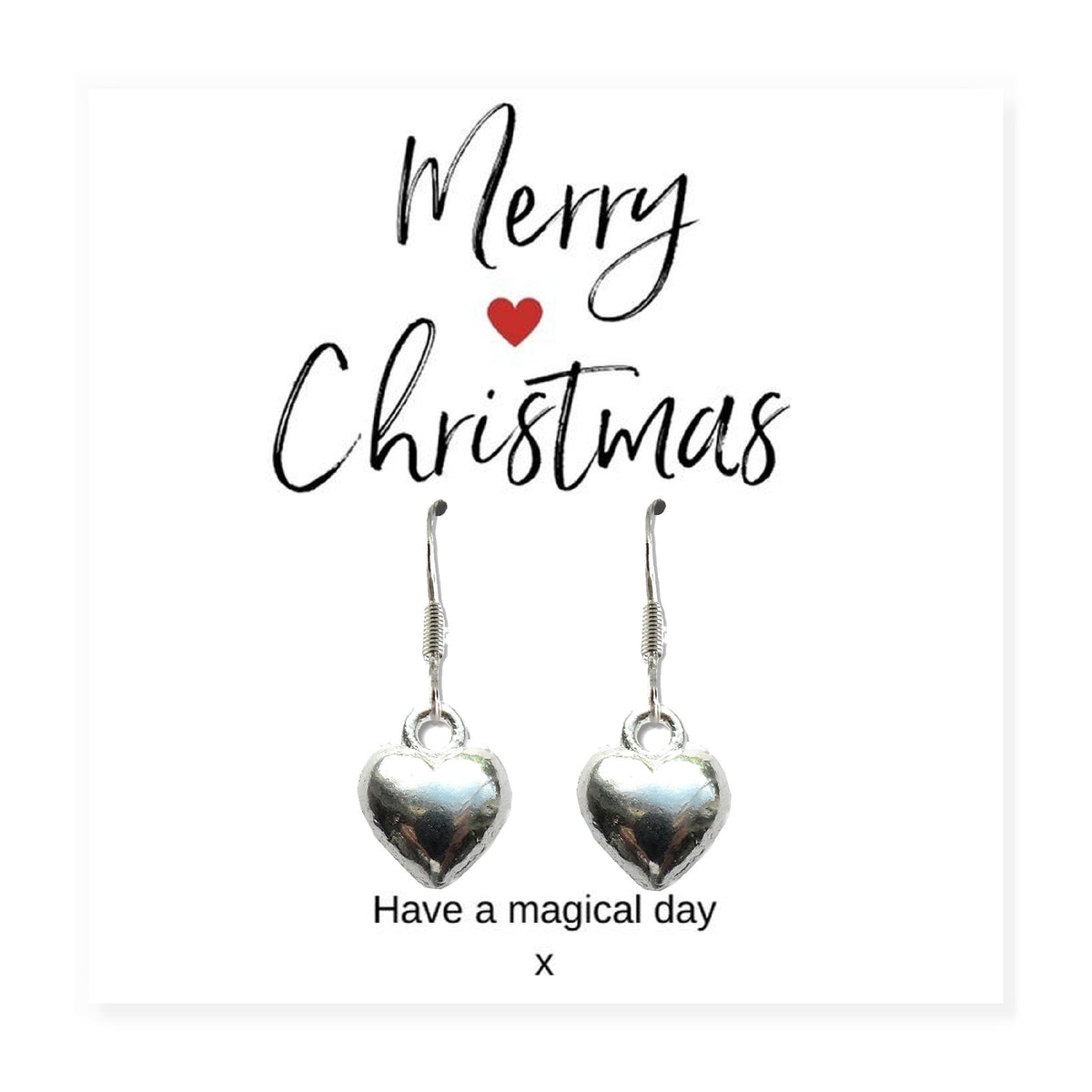 Merry Christmas Mini Gift Hamper with Silver Heart Earrings | Mother's Day Gift