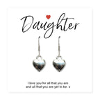 Daughter Heart Earrings with Gift Card - Perfect Gift for Any Occasion