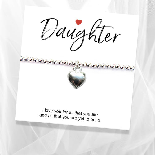 Daughter Gift Card with Heart Charm Bracelet | Womans Bracelet | Inspired Creative Gifts