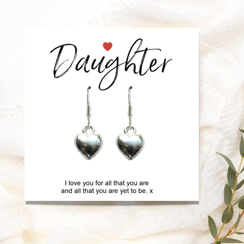 Daughter Heart Earrings with Gift Card - Perfect Gift for Any Occasion | Earrings | Inspired Creative Gifts