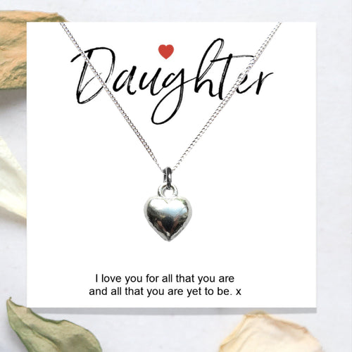 Daughter Heart Necklace & Gift Card | Woman's Necklace | Inspired Creative Gifts