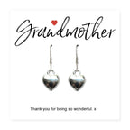 Grandmother Message Gift Card with Heart Earrings