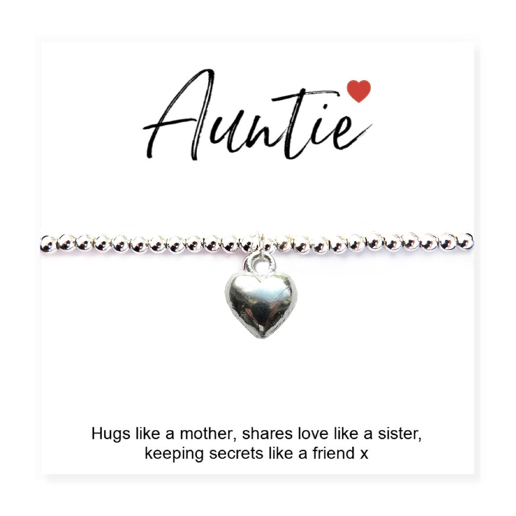 Auntie Gift Card with Heart Charm Bracelet & Gifts Card | Womans Bracelet | Inspired Creative Gifts