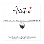 Auntie Gift Card with Heart Charm Bracelet & Gifts Card | Womans Bracelet | Inspired Creative Gifts