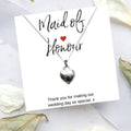 Maid of Honour Heart Necklace & Thank You Gift Card