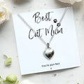 Best Cat Mum Silver Heart Charm Necklace & Gift Card