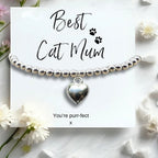 Best Cat Mum Mini Gift Hamper Silver Heart Bracelet
