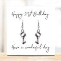 Happy 21st Birthday Earrings & Gift Card