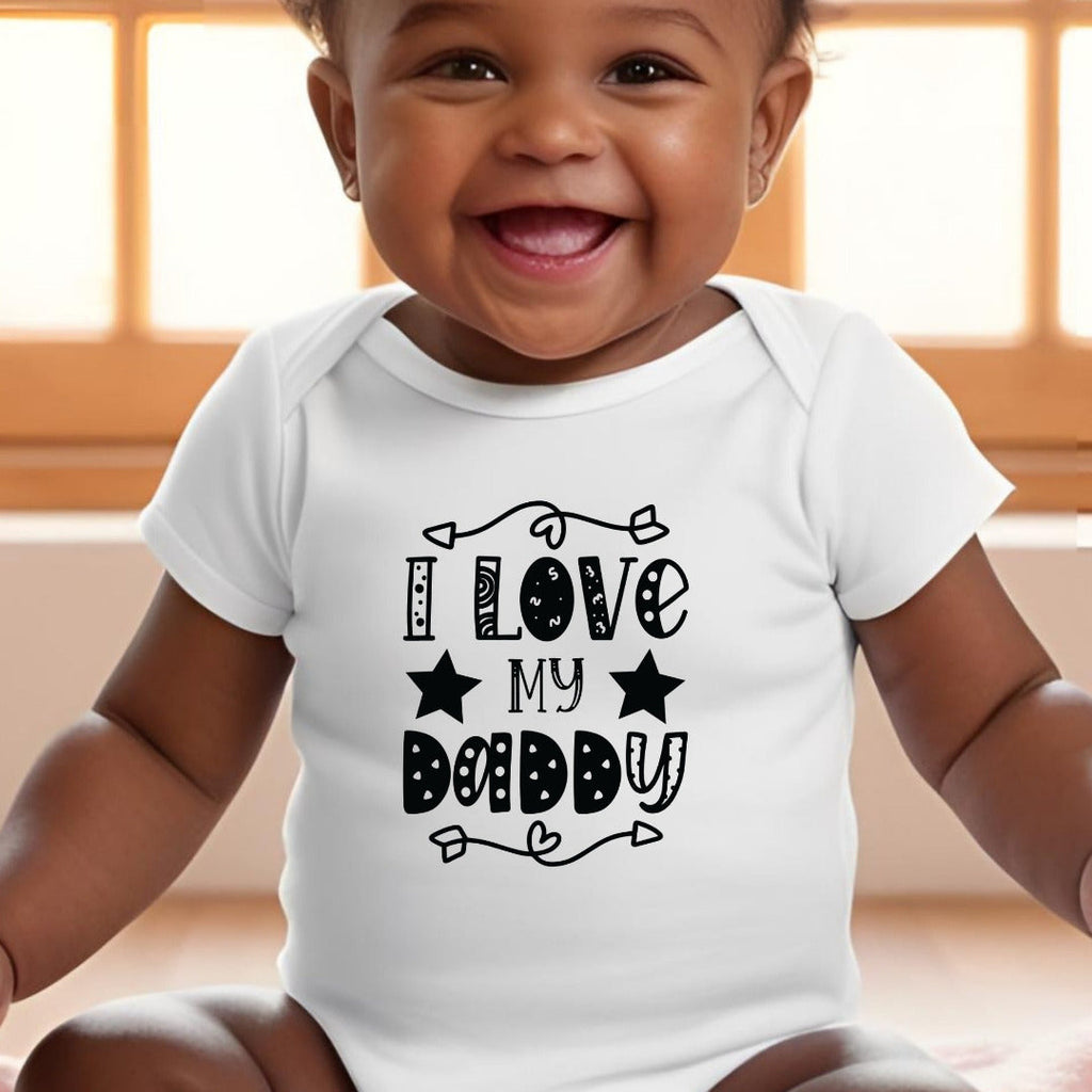 Black & White I Love My Daddy Baby Outfit: Bib, Vest, Baby Grow | Baby Gifts