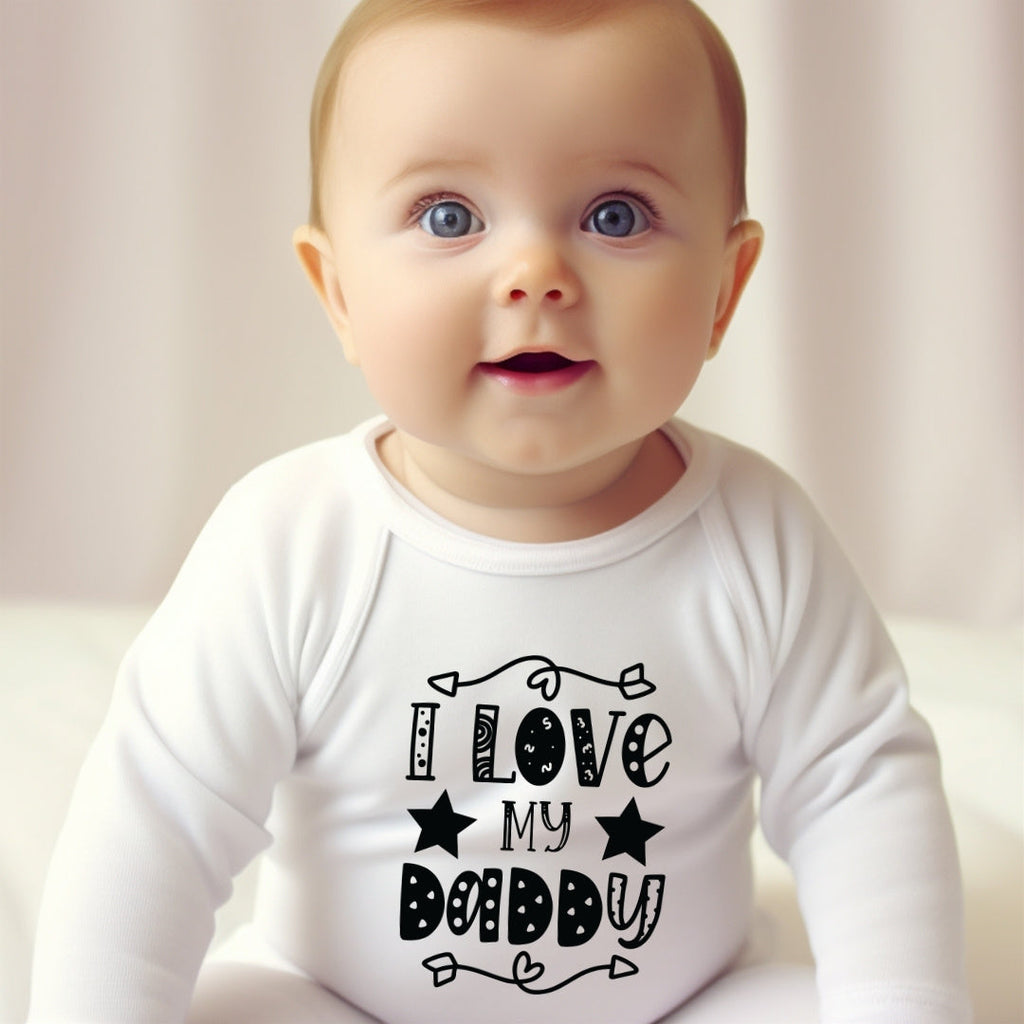 Black & White I Love My Daddy Baby Outfit: Bib, Vest, Baby Grow | Baby Gifts