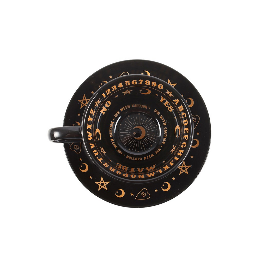 Black Talking Board Teacup and Saucer