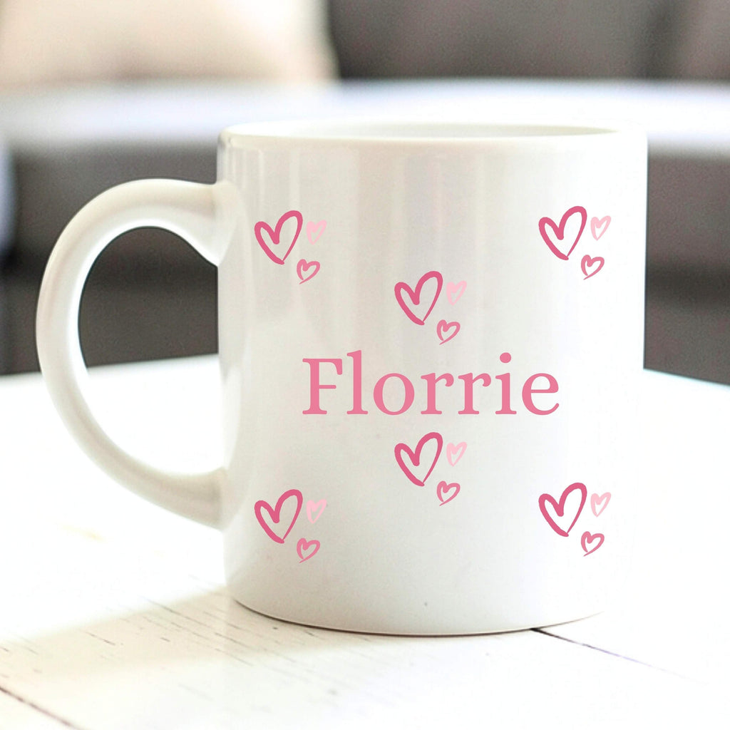 Personalised Pink Name Hearts Mug | Ceramics