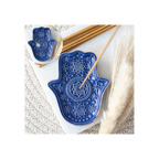 Dark Blue Hand of Hamsa Incense Holder and Trinket Dish