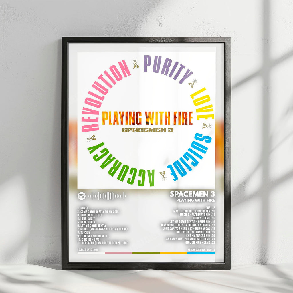 Spacemen 3 "Playing With Fire" Album Cover Poster - with Complete Tracklist
