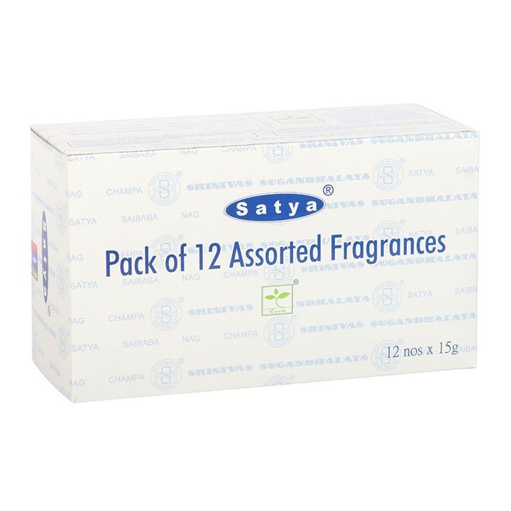 12 Packs of Assorted Fragrance Incense Sticks by Satya | Inspired Creative Gifts | UK Supplier