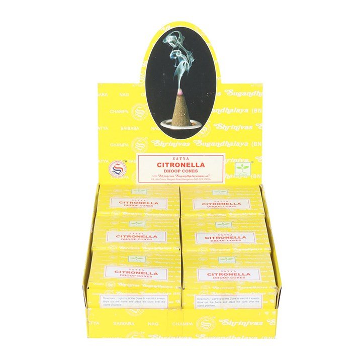 12 Packs of Citronella Dhoop Incense Cones by Satya | Inspired Creative Gifts | UK Supplier