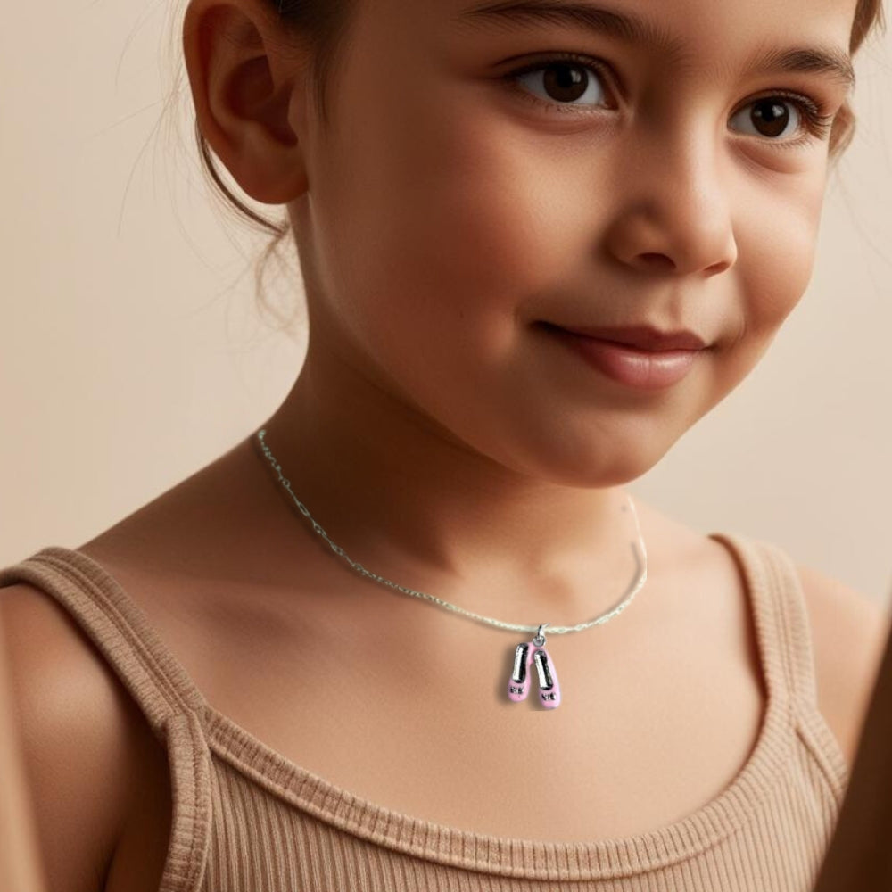 Childs Ballet Shoes Silver Necklace